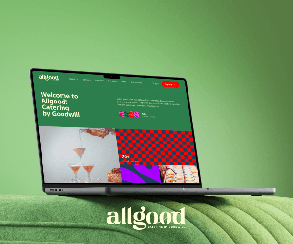 Allgood catering website on a laptop