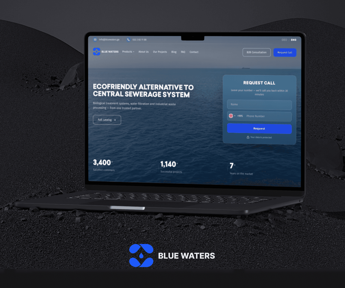 Blue Waters water treatment website