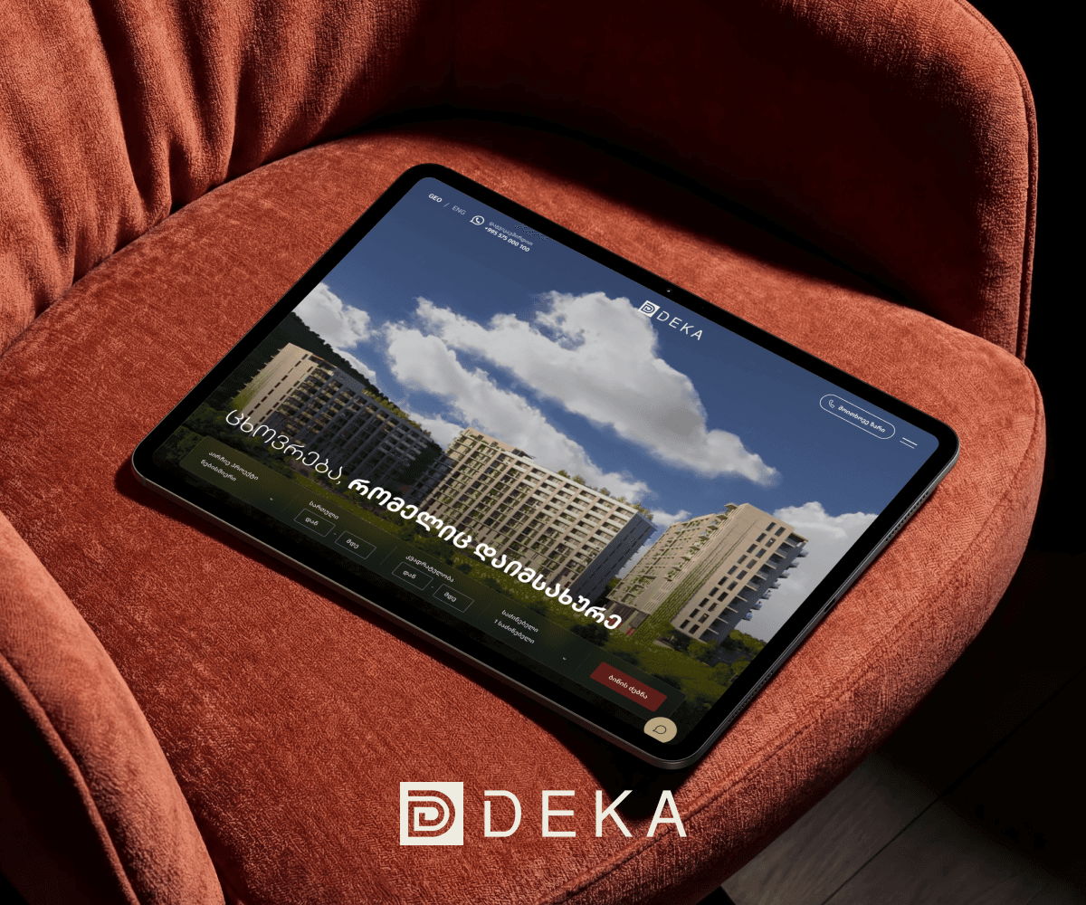 Deka Development website hero with residential blocks