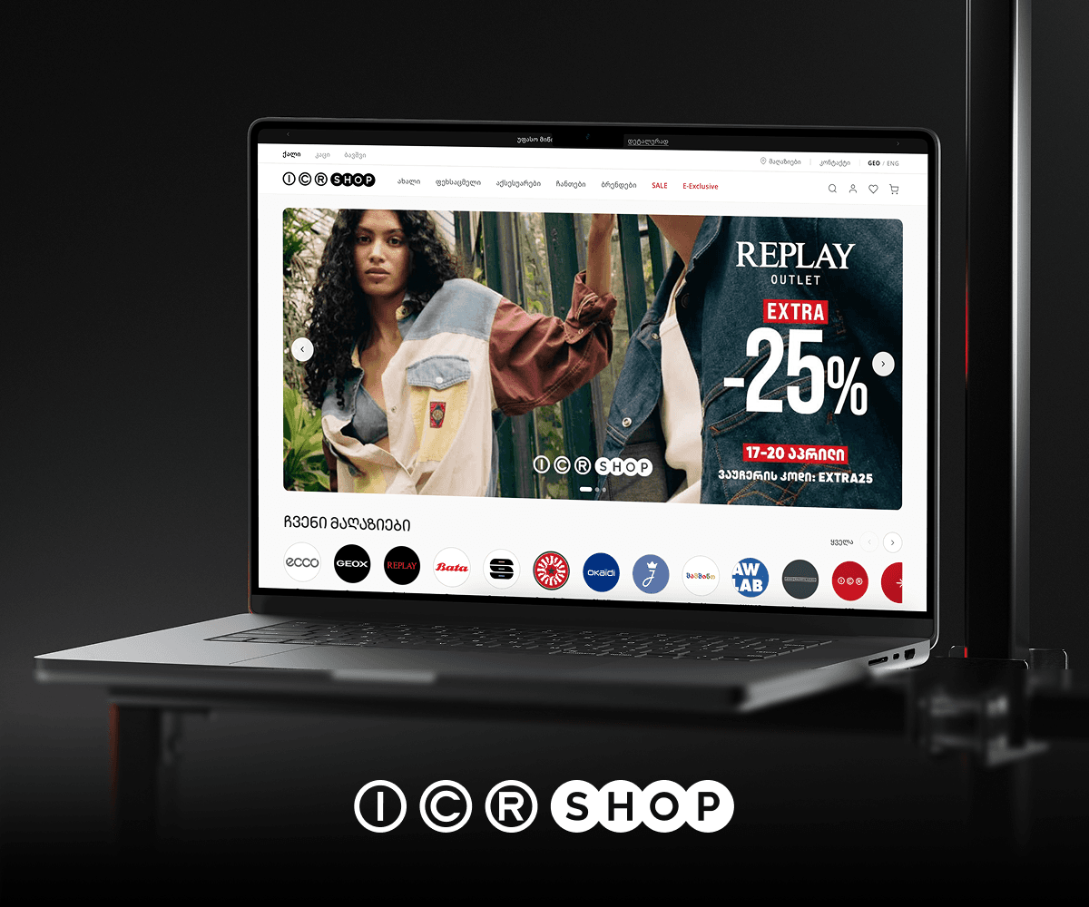 ICR Shop fashion e-commerce on a laptop