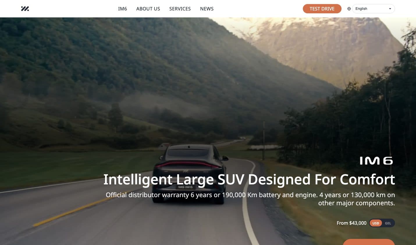 IM Motors — IM Motors dealer site with model showcase