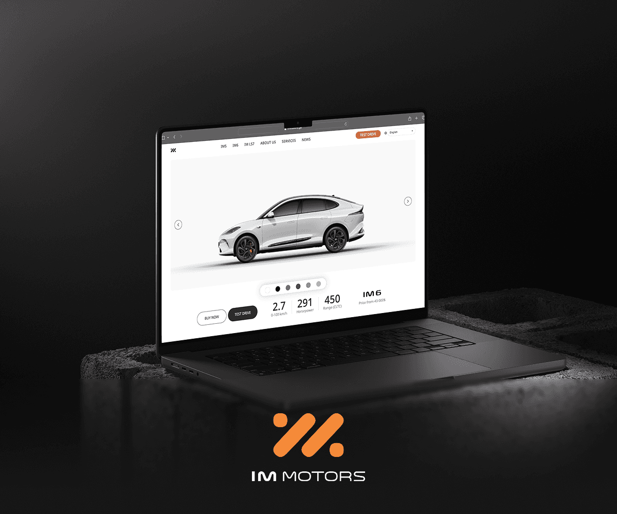 IM Motors website with a model configurator
