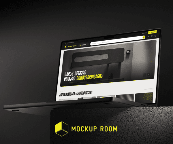 Mockup Room online store on a laptop