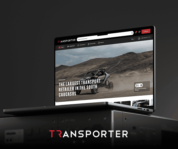Transporter online shop on a laptop