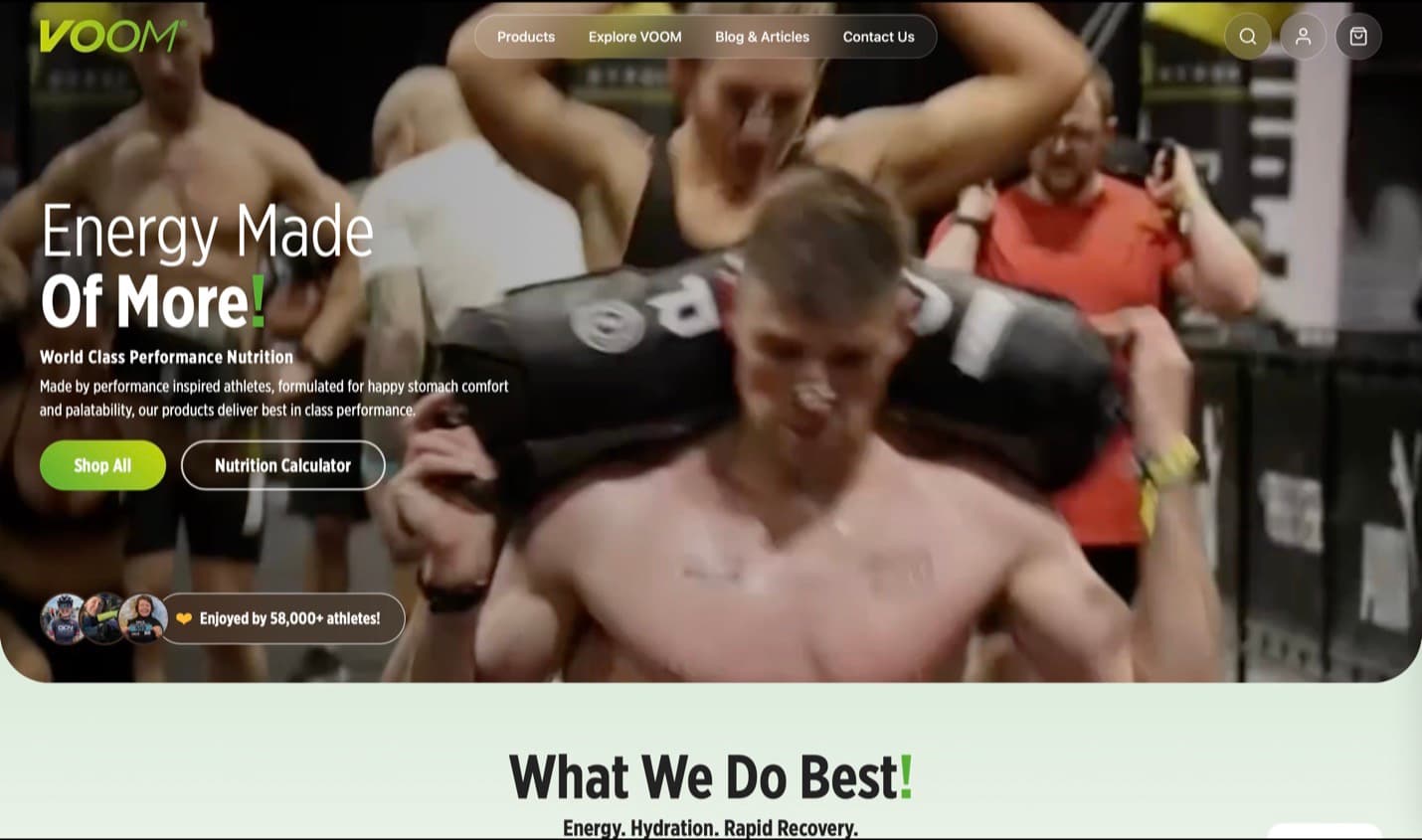 Voom — Sports-nutrition storefront, built to reorder fast